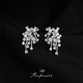 Silver Tone Clear Stone Floral Tassel Earrings In Stud And Clip Styles view 6
