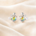 Crystal Look Flower Pearl Accent Stud Earrings in Three Colors view 2