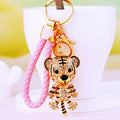 Jeweled Tiger Character Keychains with Braided and Bare Wrist Loops view 3