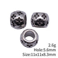 Antique Silver Cross Flower Barrel Bead With Large Hole view 3