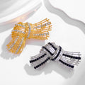 Gold Tone Ribbon Bow Openwork Crystal Two Designs Metal Brooch Pin view 4