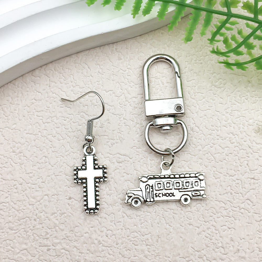Antique Zinc Alloy Cross Heart Charm Pendants