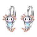 Silver Tone Axolotl Hoop Earrings With Pink And Blue Details view 2