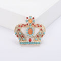 Jeweled Enamel Crown Brooch for Jackets Scarves and Coats view 1