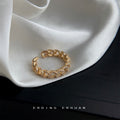 Gold Tone Wavy Floral Braided And Clear Stone Rings In Three Styles view 3