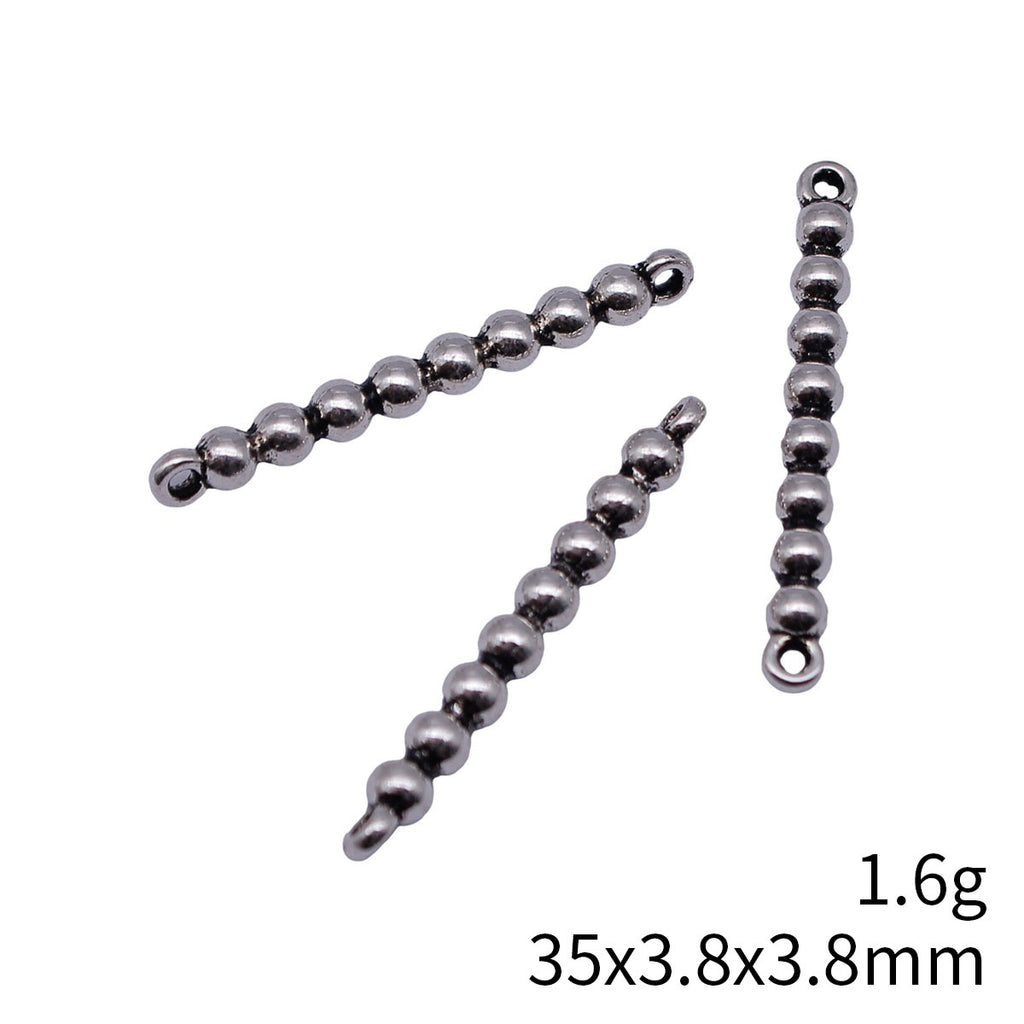 35x3.8x3.8mm 1.6g Antique Silver Zinc Alloy Round Bead Bar Connector Bead for DIY Bracelet Jewelry Making