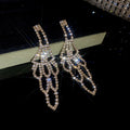 Silver Tone Openwork Crystal Chandelier Earrings Decorative Jewelry view 6