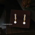 Gold Tone Clear Stone Knot Pearl Like Stud Earrings For Women view 4