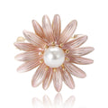 Translucent Petal Flower Brooch With Pearl in Pink or Blue view 5