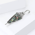 Silver Tone Umbrella Brooch with Abalone Shell Panels view 3