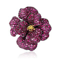 Crystal Camellia Brooch In Purple Or Green With Polished Metal Detail view 5
