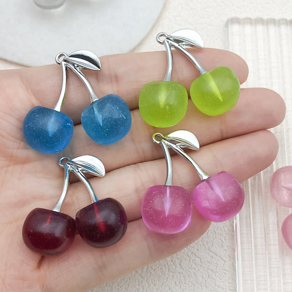 Acrylic Cherry Charm Pendants