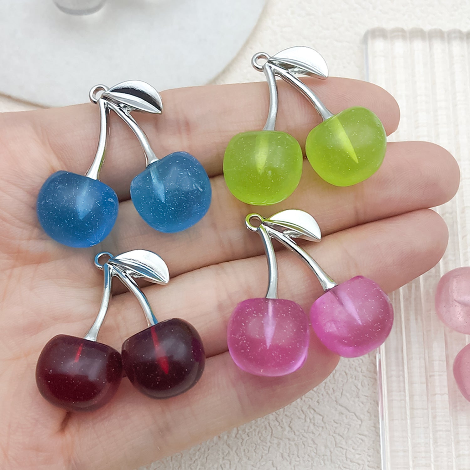 Acrylic Cherry Charm Pendants