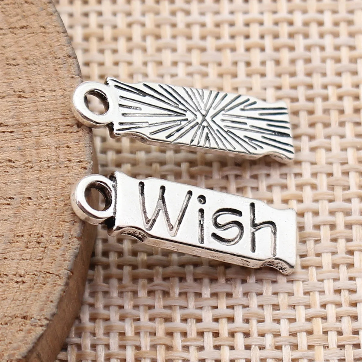 22x6.2mm 1.1g Antique Silver Zinc Alloy WISH Tag Charm Pendant for DIY Bracelet Necklace Making