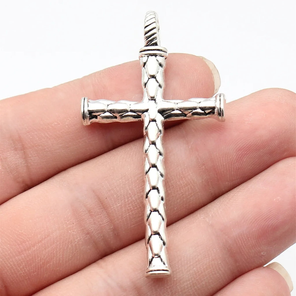 60x32mm 9.2g Multicolor Zinc Alloy Scale Texture Cross Charm Pendant for DIY Necklace Jewelry Making