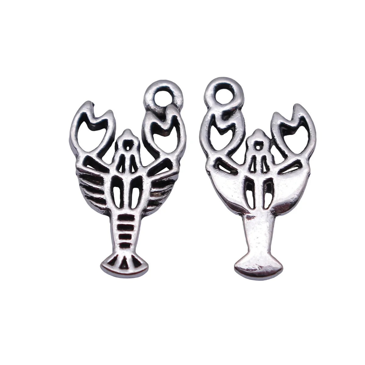 18x10mm 0.61g Antique Silver Zinc Alloy Crawfish Charm Pendant for DIY Necklace Bracelet Making
