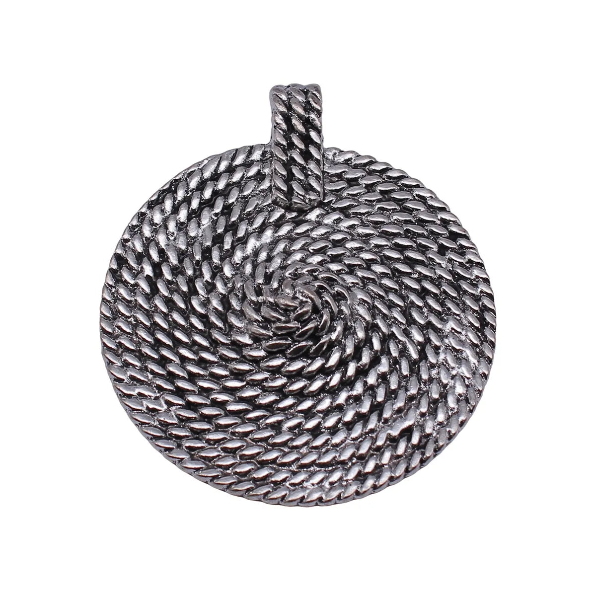 64x56mm 28.6g Antique Silver Zinc Alloy Swirl Texture Round Disc Charm Pendant for DIY Necklace Making