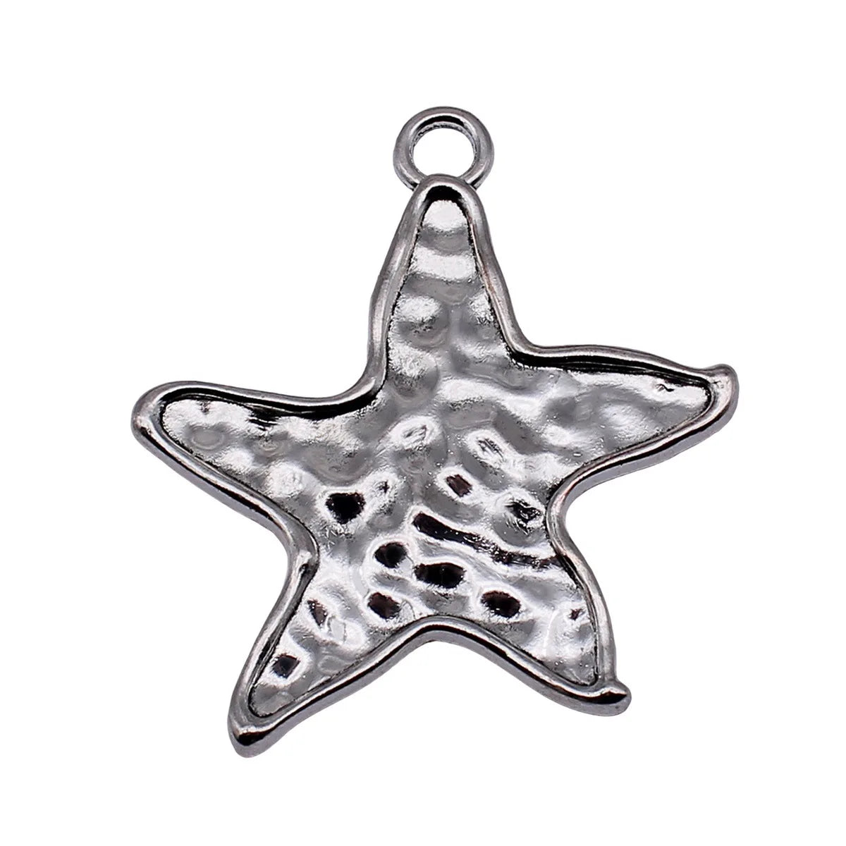 72x56mm 12.3g Antique Silver Zinc Alloy Hammered Starfish Charm Pendant for Beach Jewelry Making