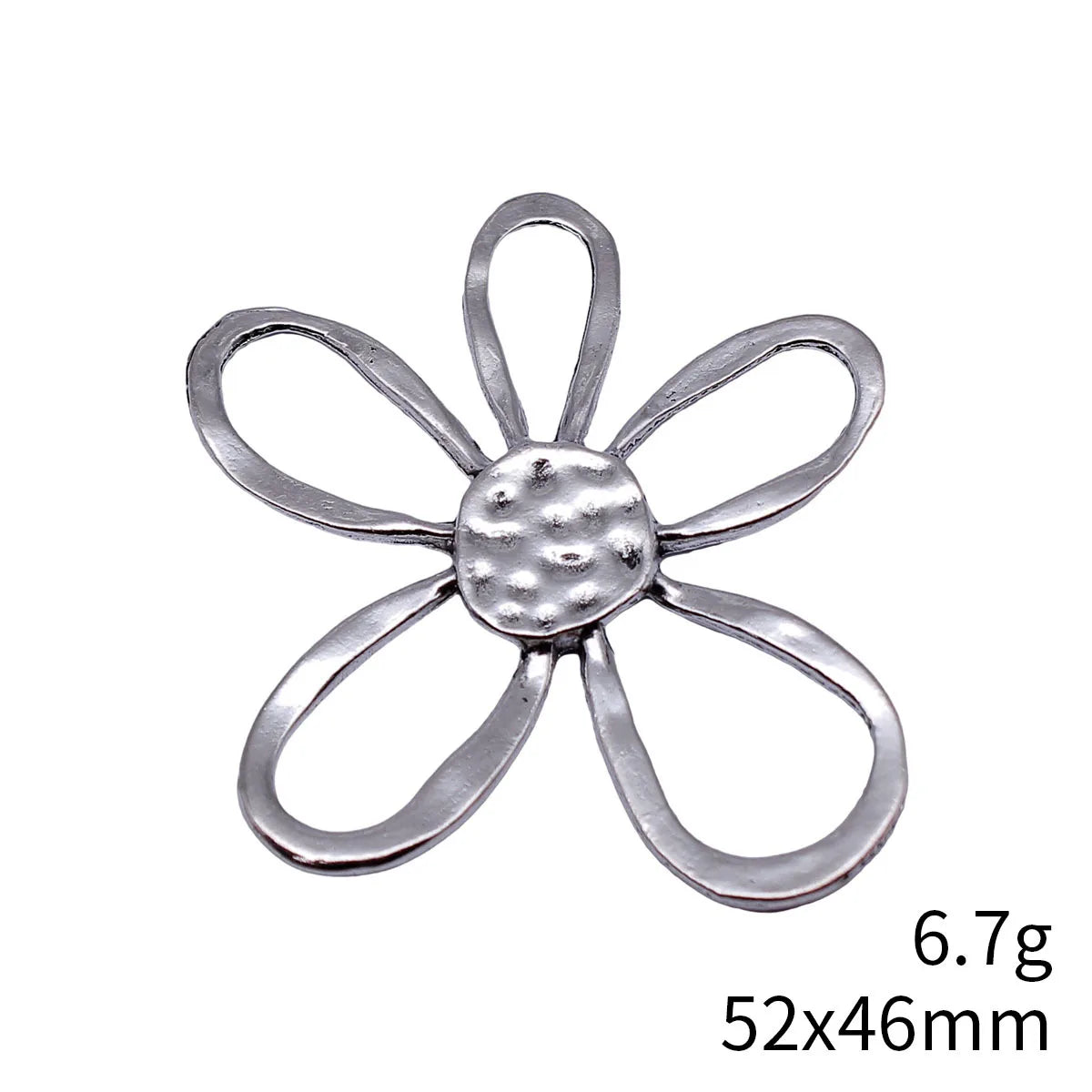 52x46mm 6.7g Antique Silver Zinc Alloy Hollow Five Petal Flower Charm Pendant for DIY Jewelry Making
