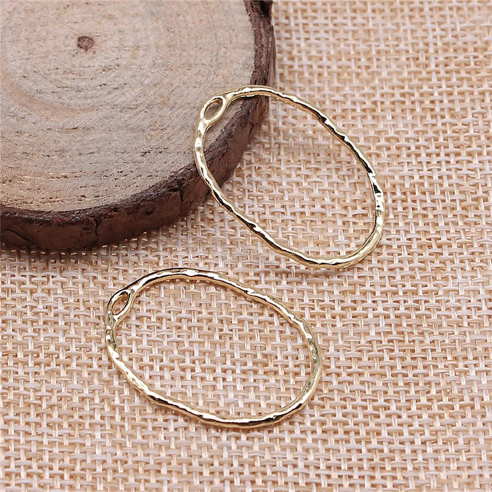 22x30mm 0.9g KC Gold Zinc Alloy Oval Charm Pendant for DIY Necklace Bracelet Jewelry Making