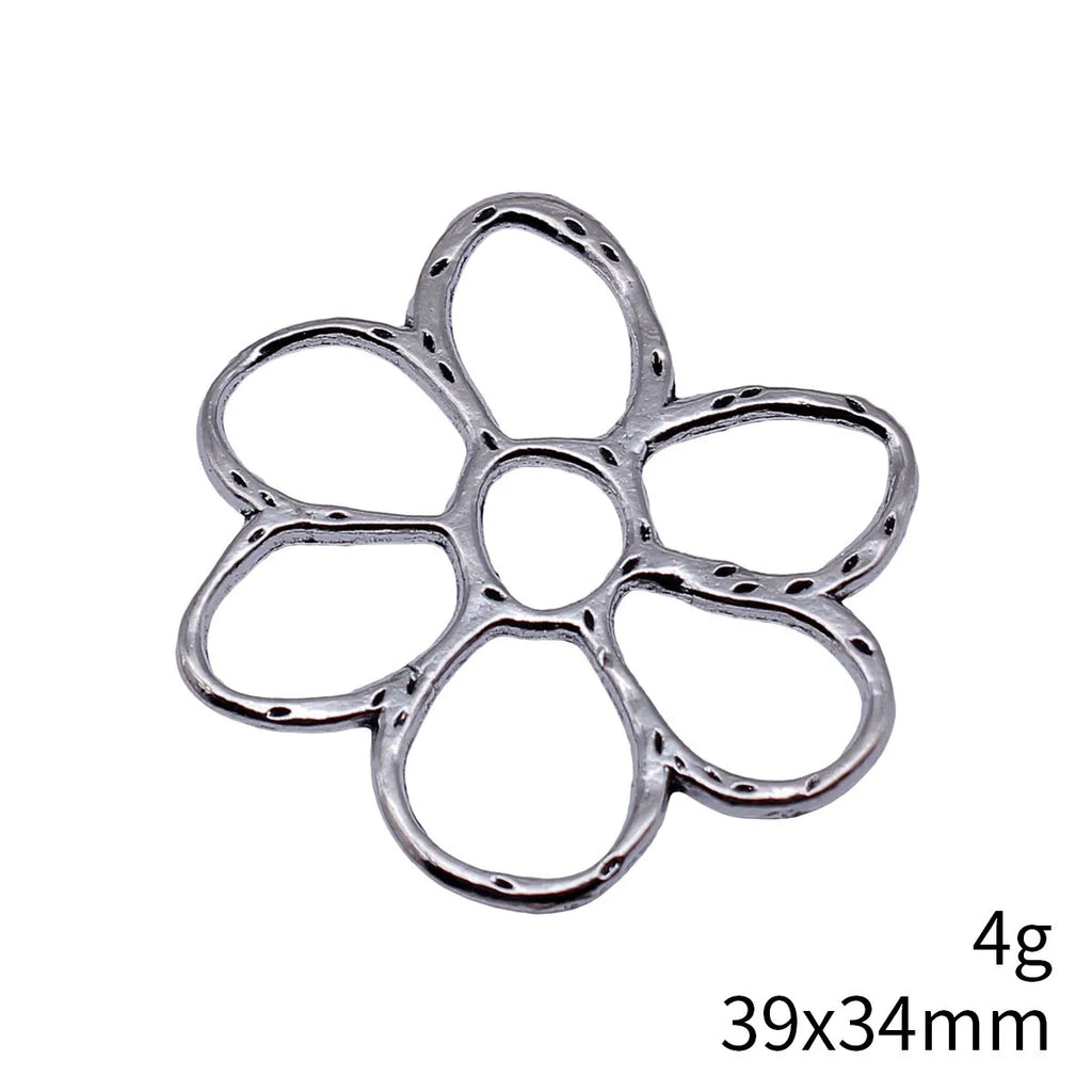 39x34mm 4g Antique Silver Zinc Alloy Openwork Flower Hollow Connector Charm for DIY Jewelry Making