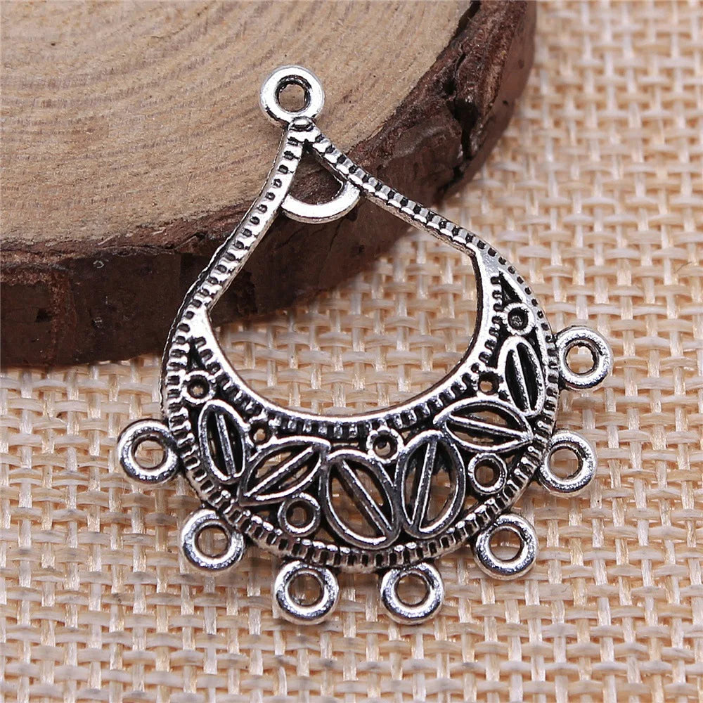 34x30mm 2.3g Antique Silver Zinc Alloy Earring Connector Charm Findings for DIY Dangle Earrings Making