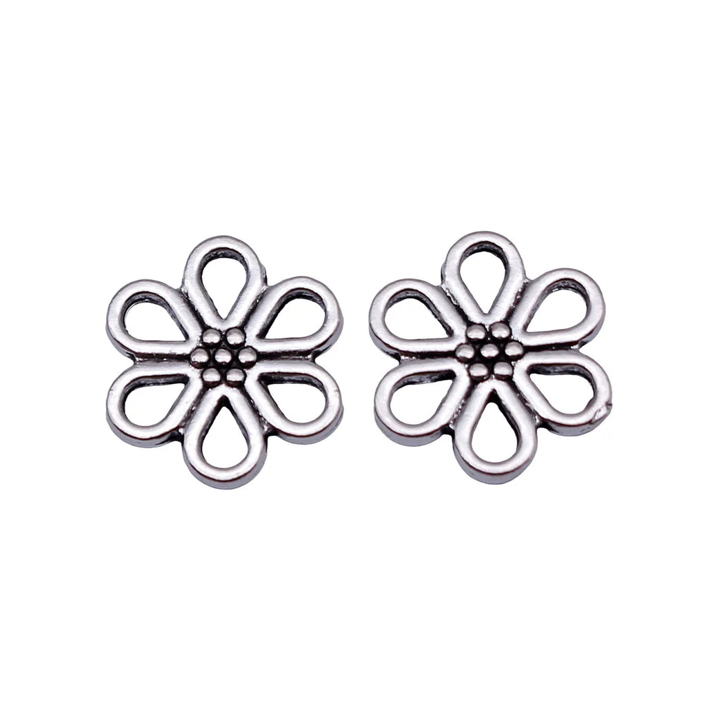 13x12mm 0.67g Antique Silver Zinc Alloy Flower Connector Charm for DIY Bracelet Necklace Making