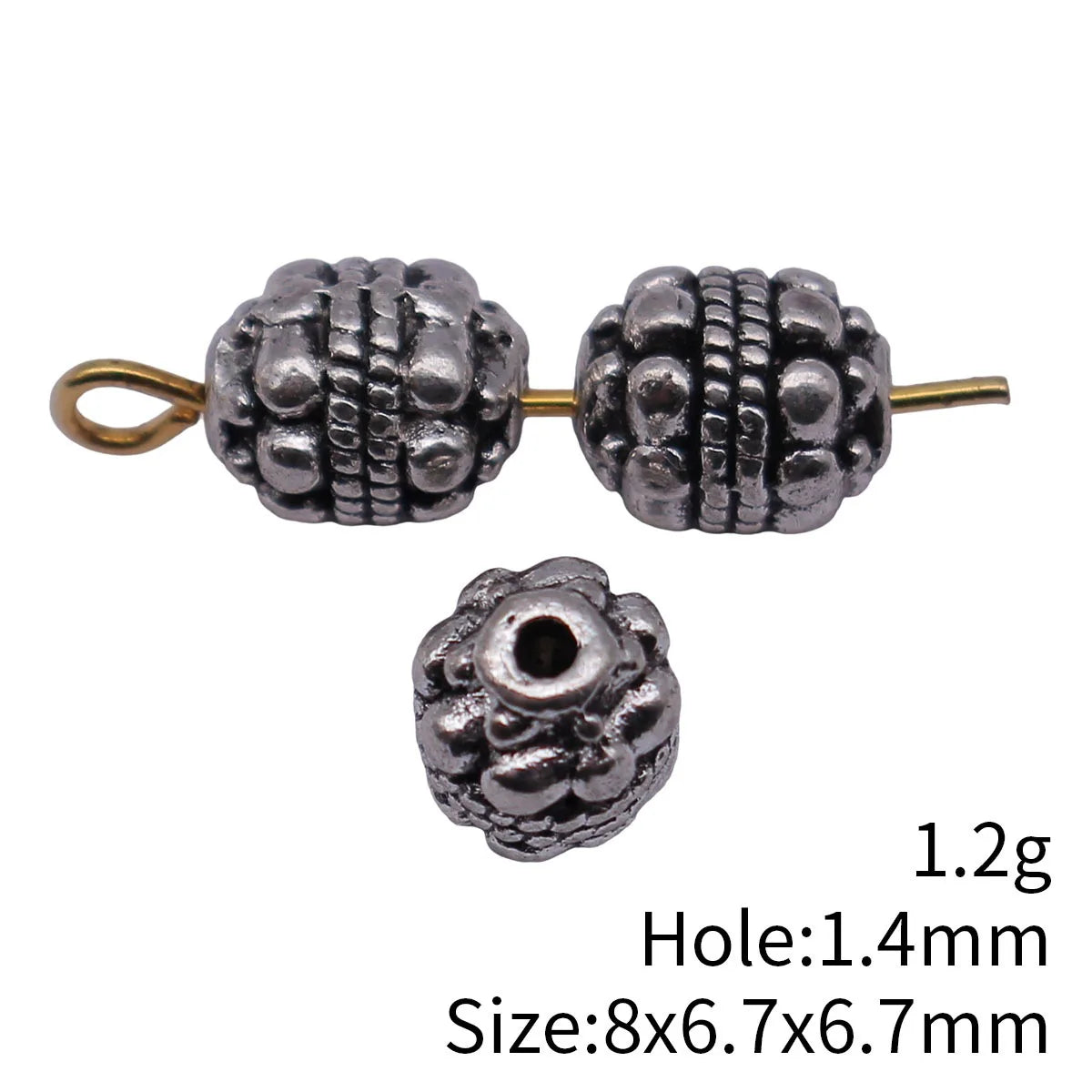 8x6.7x6.7mm 1.2g Antique Silver Zinc Alloy Dotted Spacer Beads Loose Metal Beads for DIY Jewelry Making