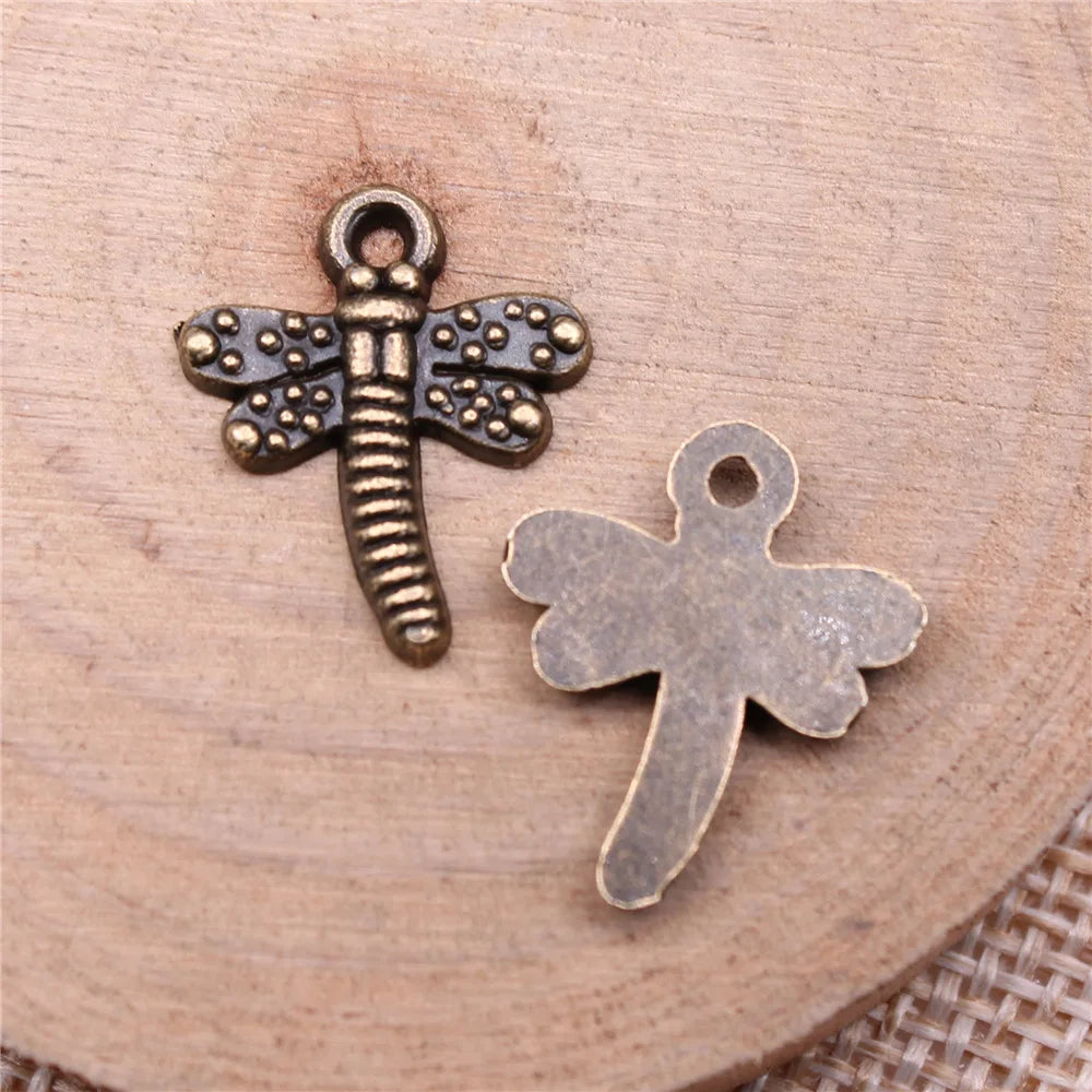 19x15mm 1.2g Multicolor Zinc Alloy Dragonfly Charm Pendant for DIY Necklace Bracelet Making