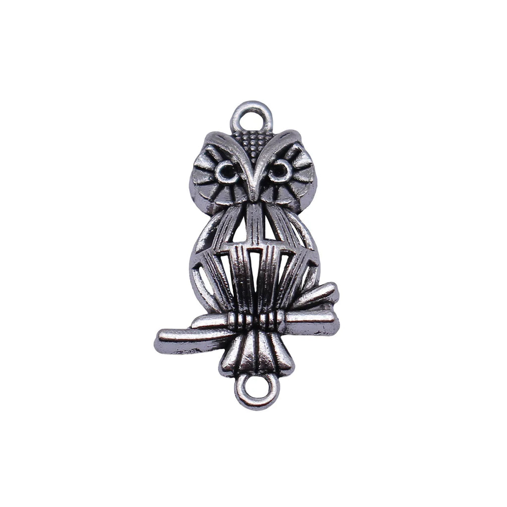 27x15mm 2.2g Antique Silver Zinc Alloy Owl Cat Connector Charm for DIY Necklace Bracelet Jewelry Making
