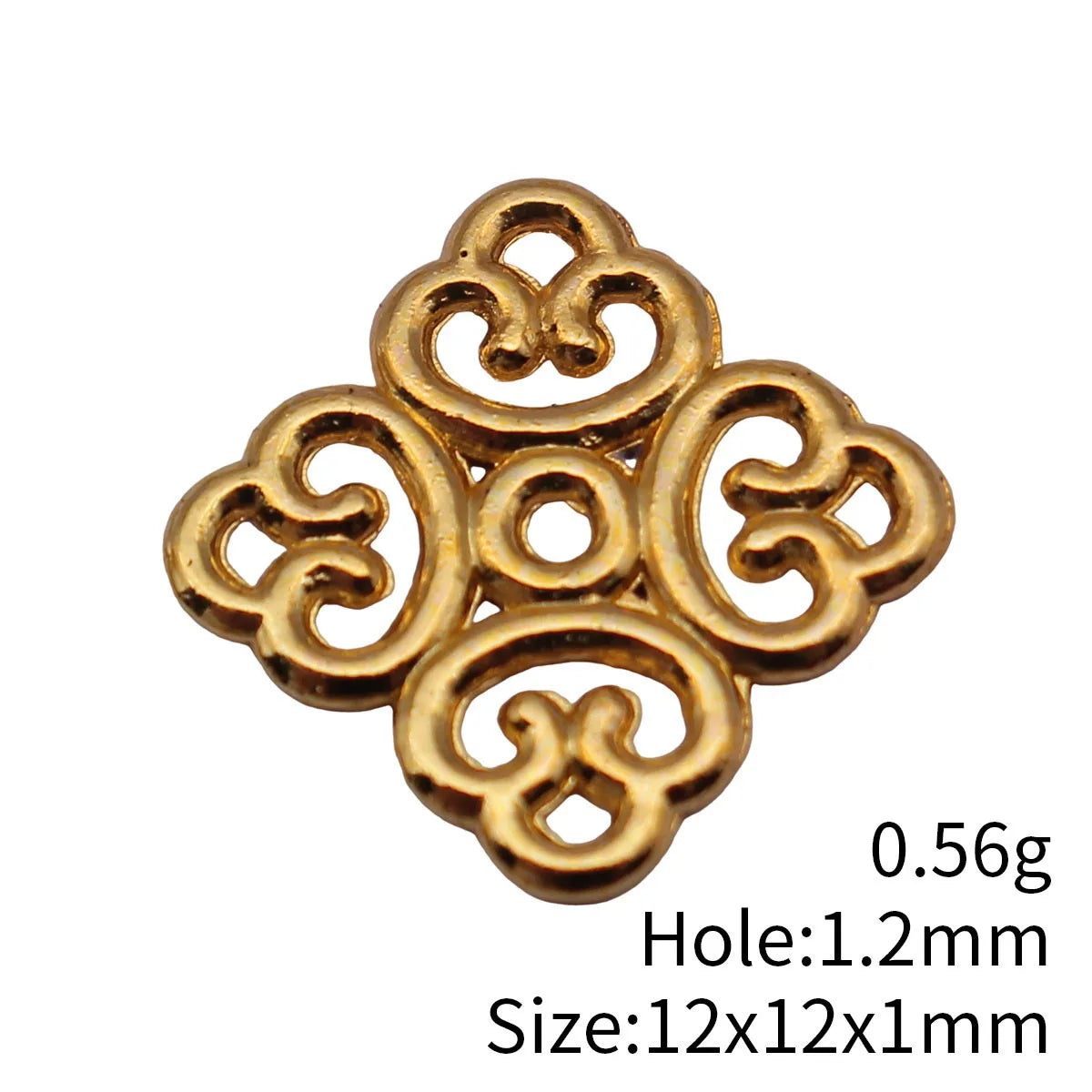 12x12x1mm 0.56g Bright Gold Tone Zinc Alloy Hollow Auspicious Cloud Knot Connector Charm for DIY Jewelry