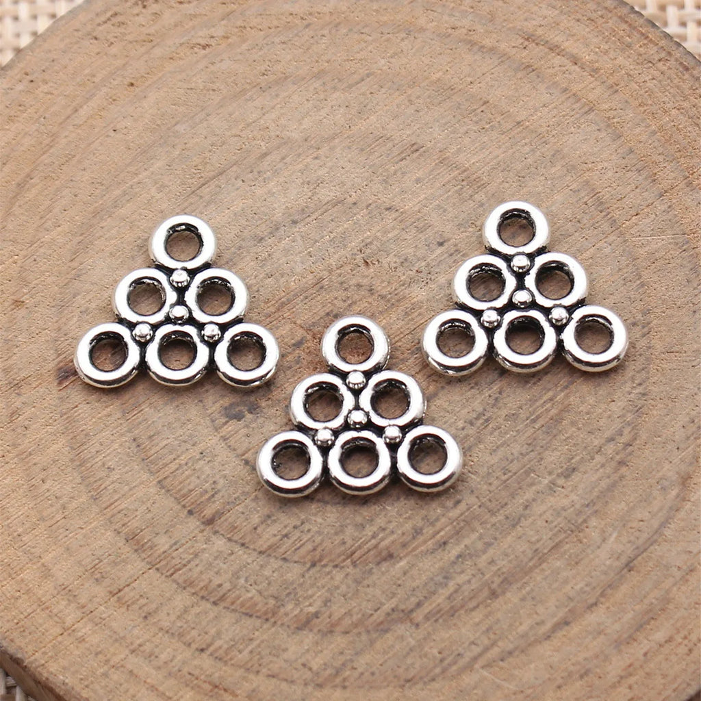 14x12mm 0.55g Multicolor Zinc Alloy Multi Hole Triangle Connector Charm for Earring Jewelry Making