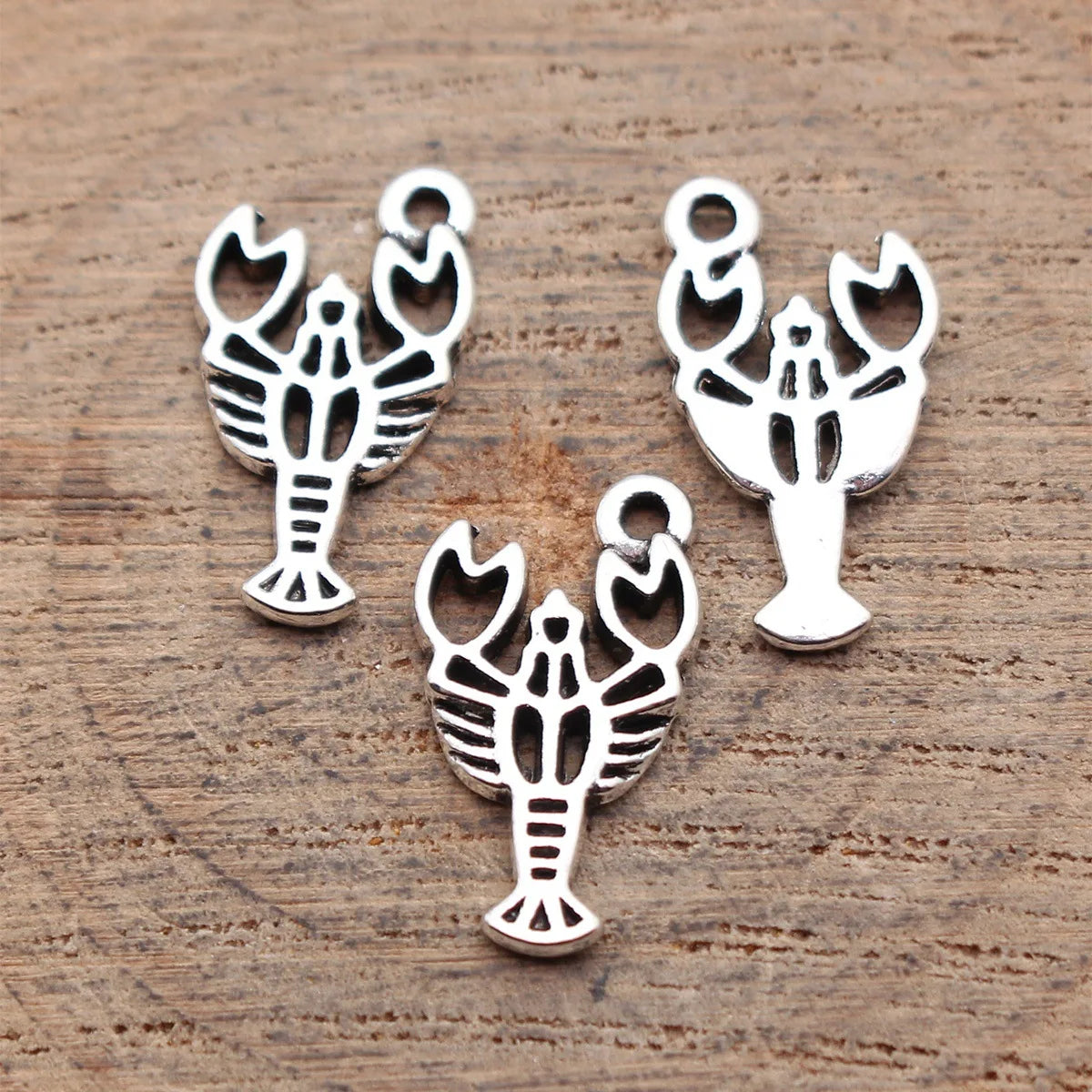 18x10mm 0.61g Antique Silver Zinc Alloy Crawfish Charm Pendant for DIY Necklace Bracelet Making