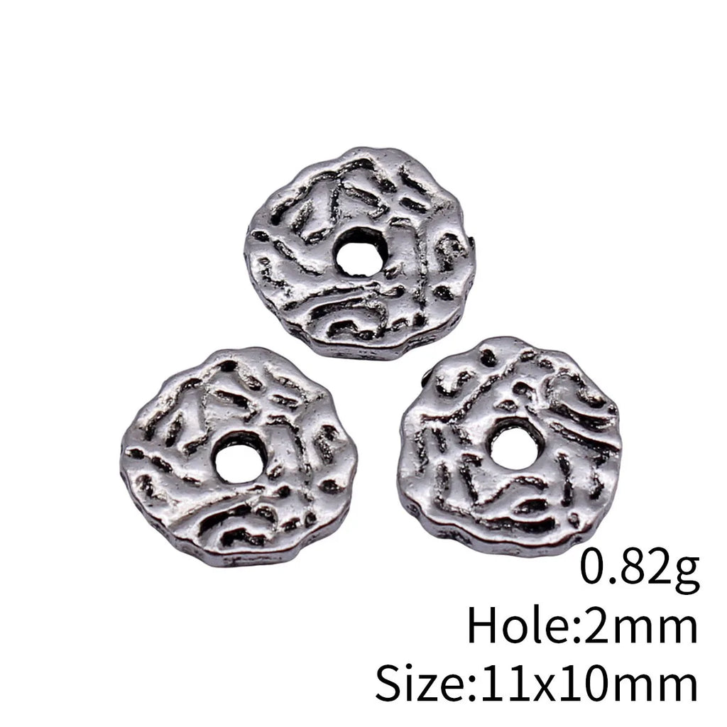 11x10mm 0.82g Antique Silver Zinc Alloy Irregular Texture Spacer Beads for Bracelet Jewelry Making