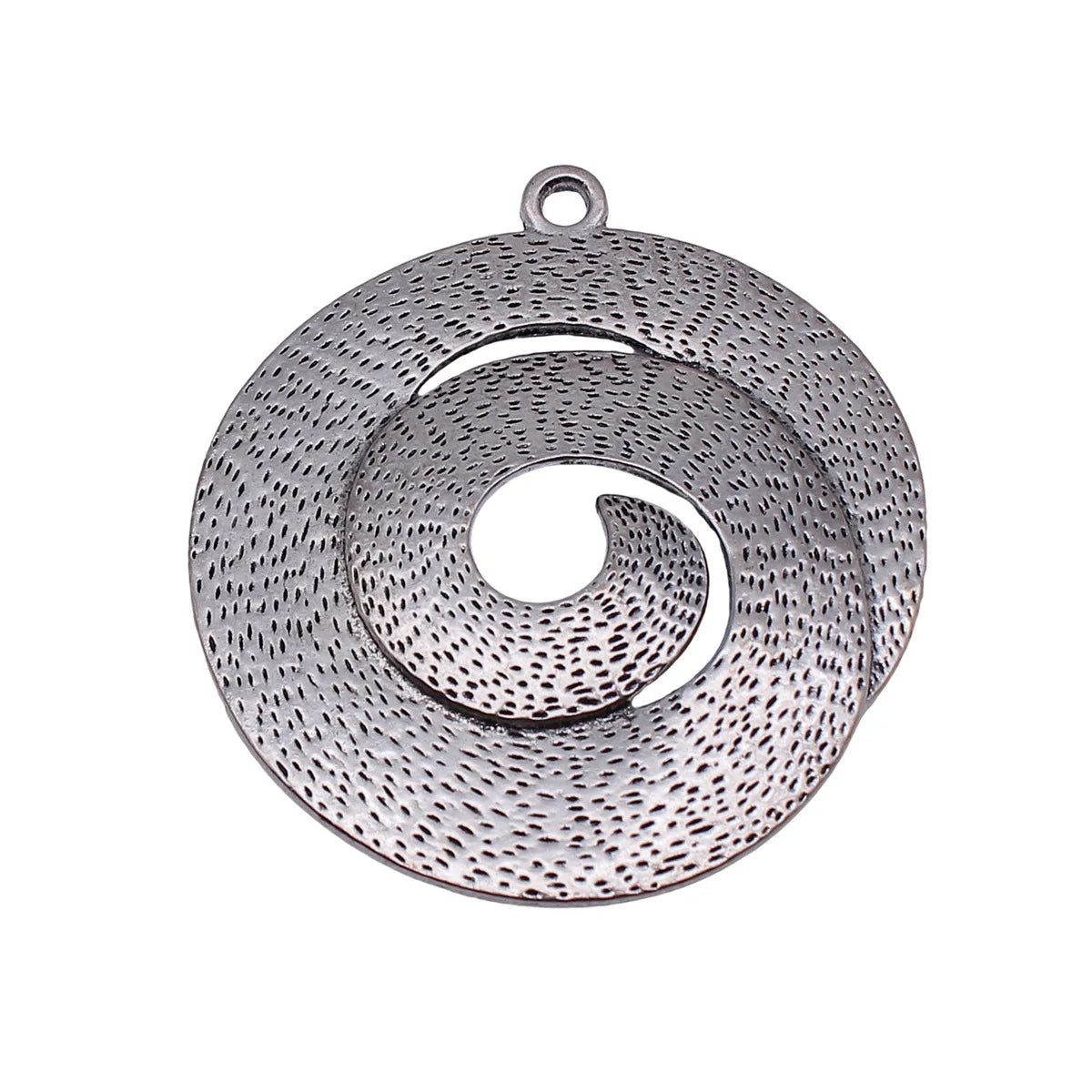 70x62mm 23g Antique Silver Zinc Alloy Dotted Swirl Large Charm Pendant for DIY Necklace Jewelry Making