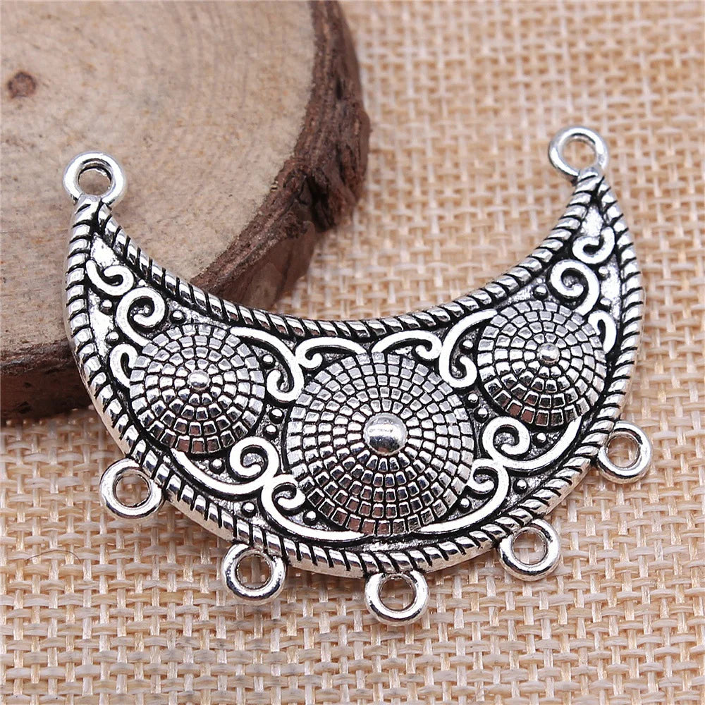 47x41mm 8.8g Multicolor Zinc Alloy Ornate Necklace Connector Charm for DIY Necklace Jewelry Making