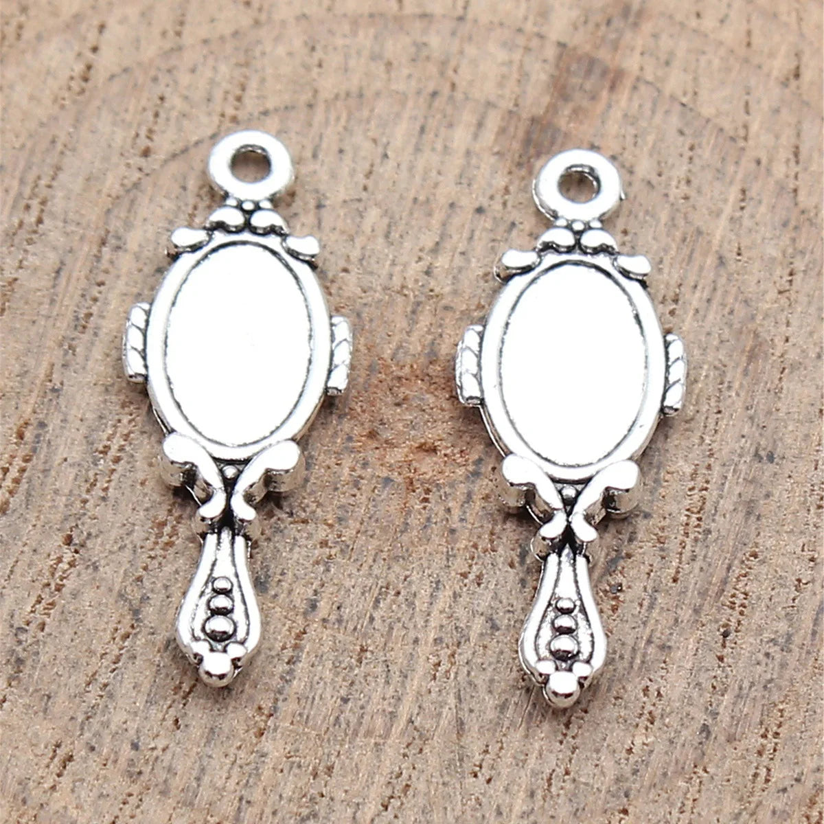 27x9mm 0.74g Multi Color Zinc Alloy Double Sided Vanity Mirror Charm Pendant for DIY Jewelry Making