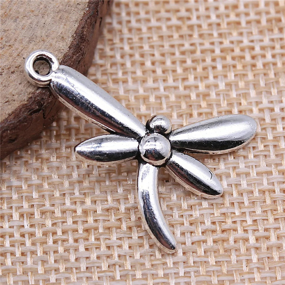 27x31mm 2.1g Antique Silver Zinc Alloy Dragonfly Charm Pendant for DIY Necklace Bracelet Making