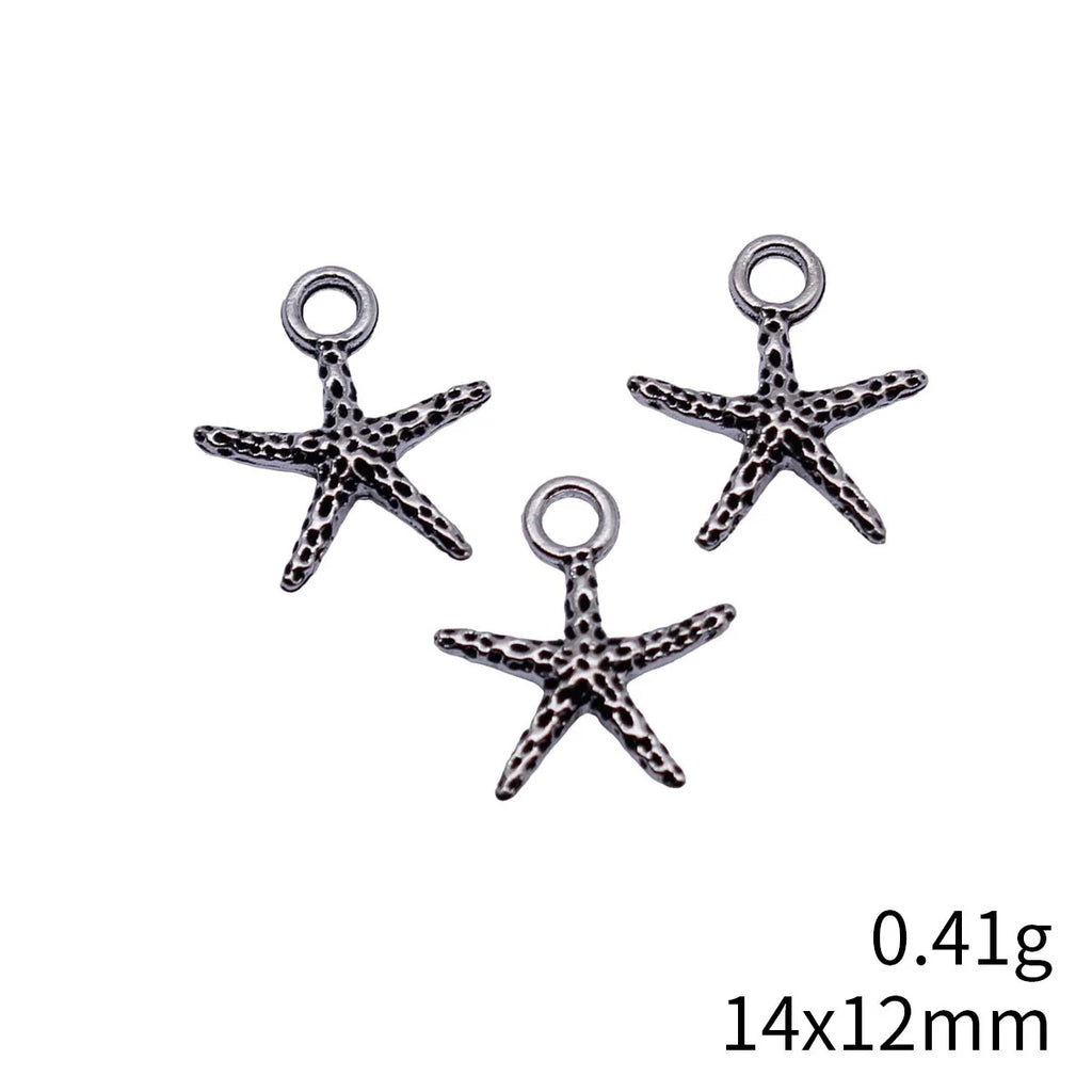 14x12mm 0.41g Antique Silver Zinc Alloy Dotted Starfish Charm Pendant for DIY Beach Jewelry Making