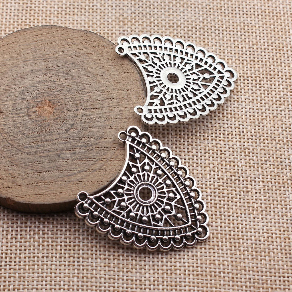 41x35mm 6.5g Antique Silver Zinc Alloy Hollow Lace Earring Connector Charm for DIY Earring Making