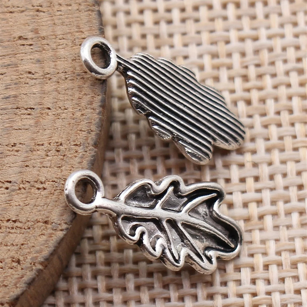 20x8.8mm 0.73g Antique Silver Zinc Alloy Leaf Charm Pendant for DIY Necklace Bracelet Jewelry Making
