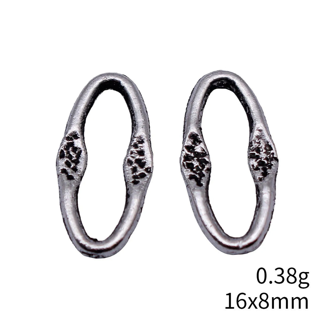 16x8mm 0.38g Antique Silver Zinc Alloy Embossed Oval Connector Charm for DIY Bracelet Necklace Making