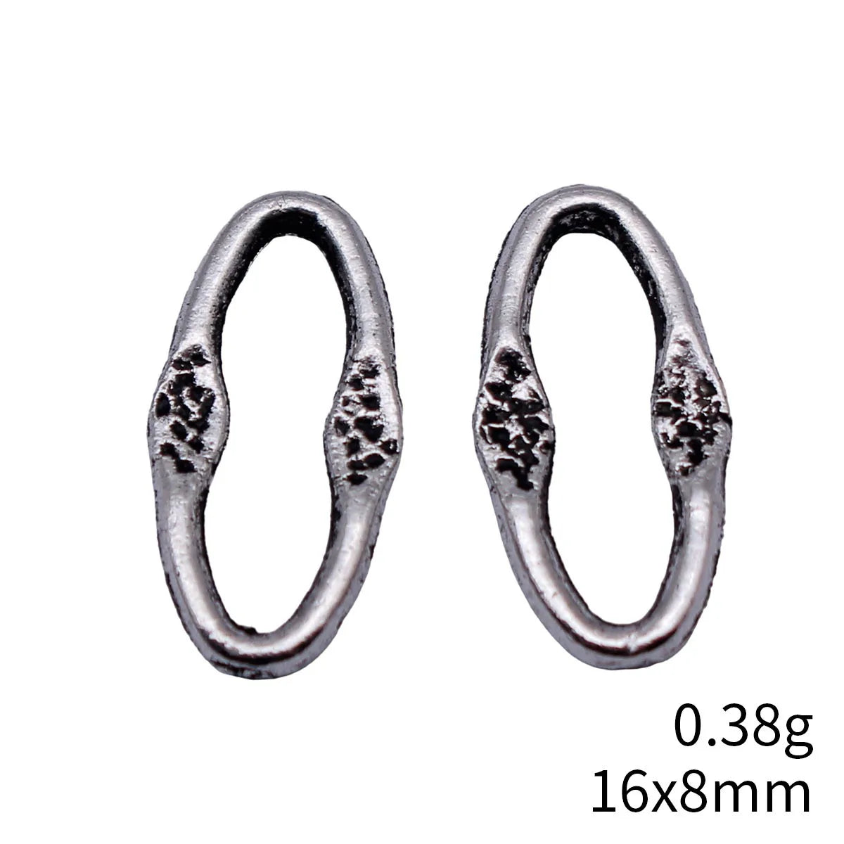 16x8mm 0.38g Antique Silver Zinc Alloy Embossed Oval Connector Charm for DIY Bracelet Necklace Making