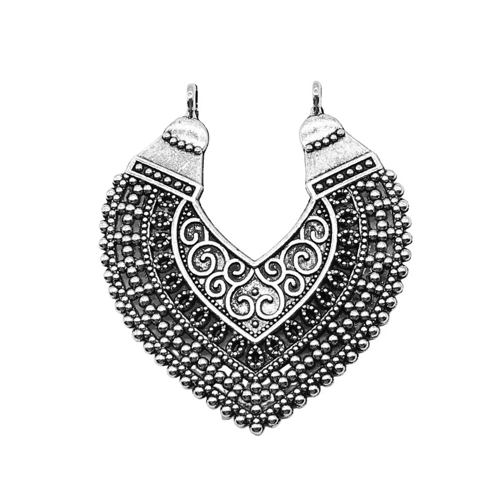 38x43mm 5.4g Antique Silver Zinc Alloy Geometric Earring Connector Charm Pendant for DIY Earrings