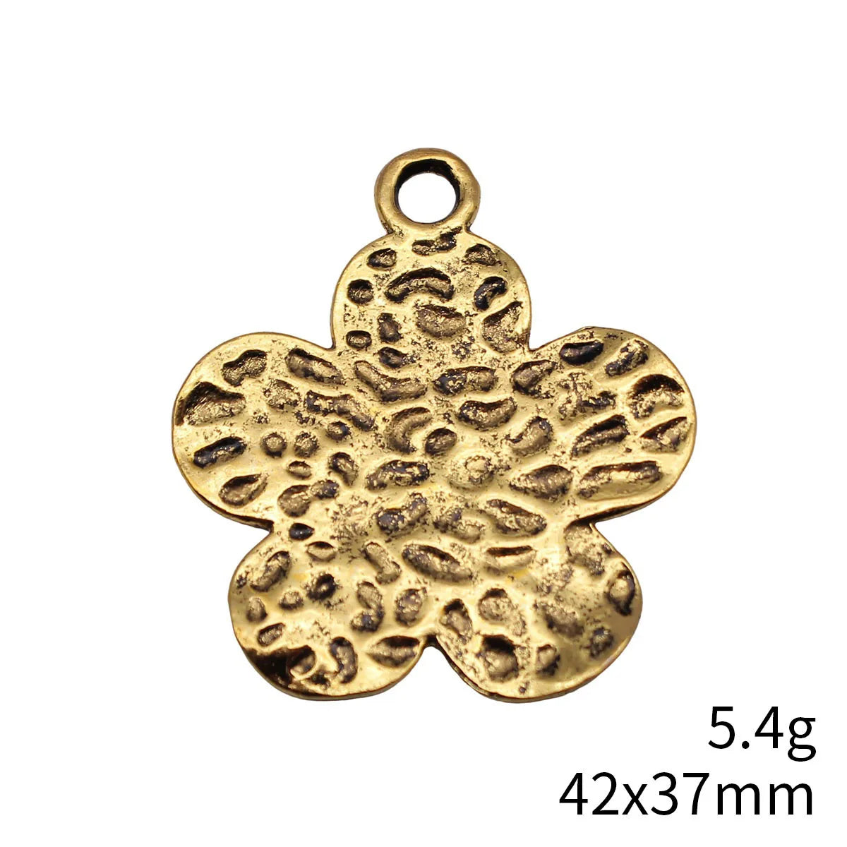 42x37mm 5.4g Antique Gold Zinc Alloy Hammered Flower Charm Pendant for DIY Necklace Making