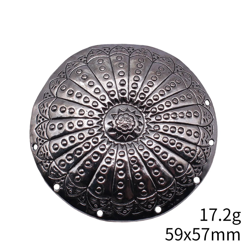 59x57mm 17.2g Antique Silver Tone Zinc Alloy Round Ring Textured Disc Connector Charm for DIY Necklace