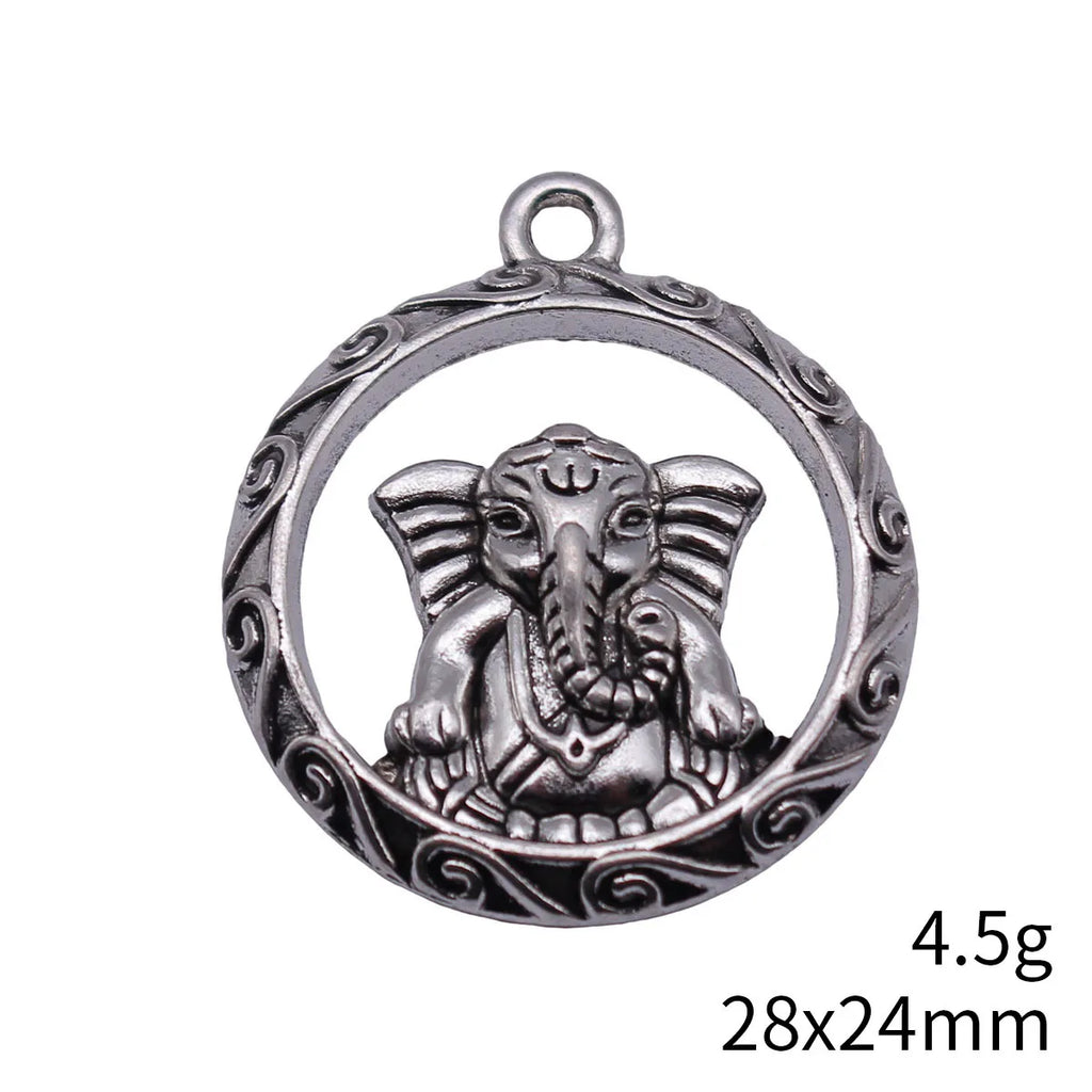 28x24mm 4.5g Antique Silver Zinc Alloy Indian Ganesha Elephant God Charm Pendant for DIY Jewelry Making