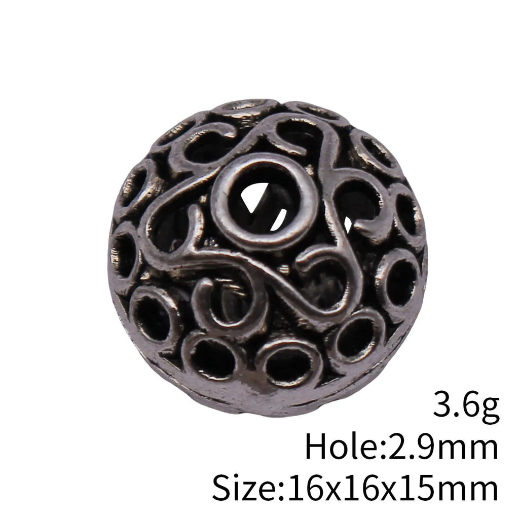 16x16x15mm 3.6g Multicolor Zinc Alloy Openwork Round Ball Loose Metal Hollow Beads for DIY Bracelet Jewelry Making