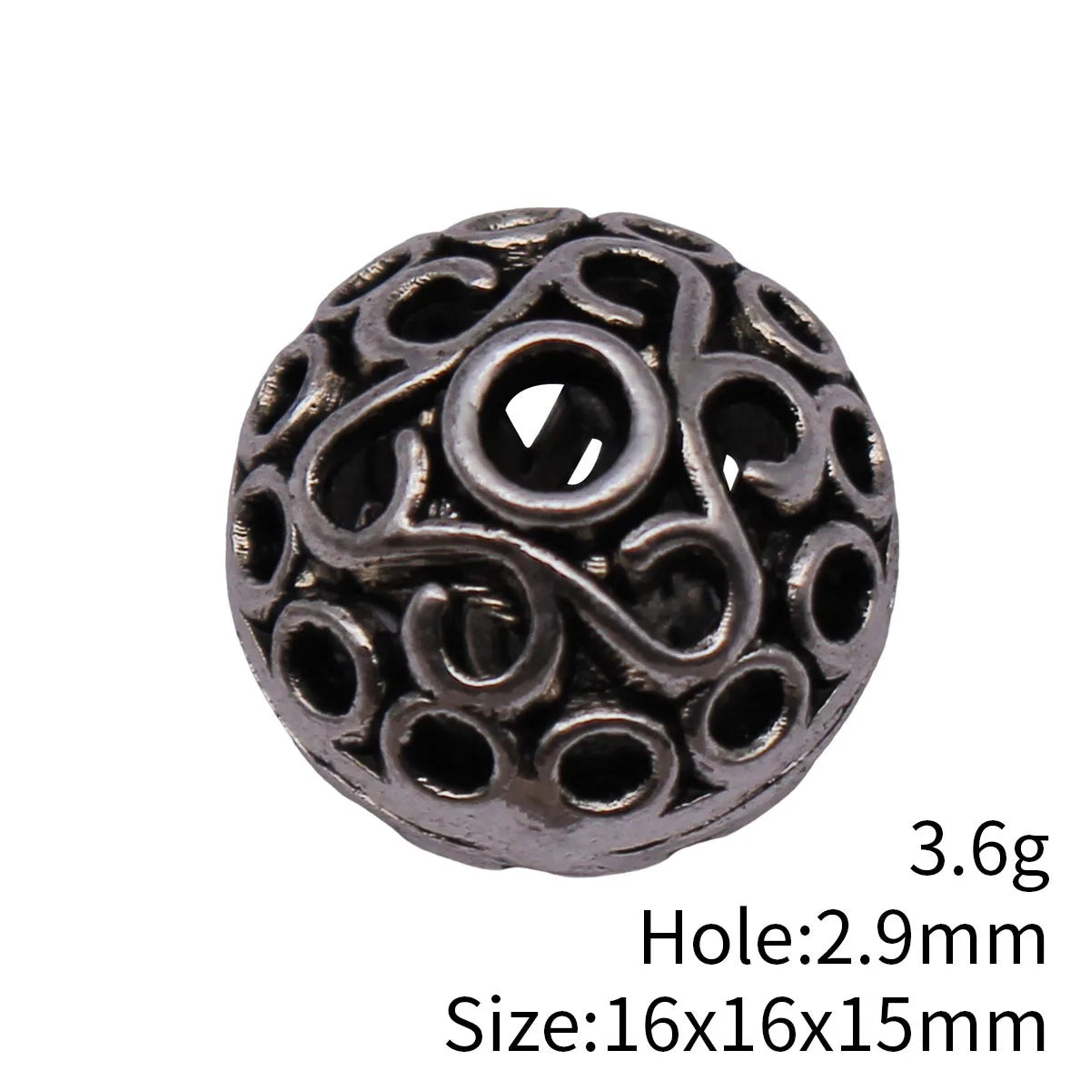 16x16x15mm 3.6g Multicolor Zinc Alloy Openwork Round Ball Loose Metal Hollow Beads for DIY Bracelet Jewelry Making