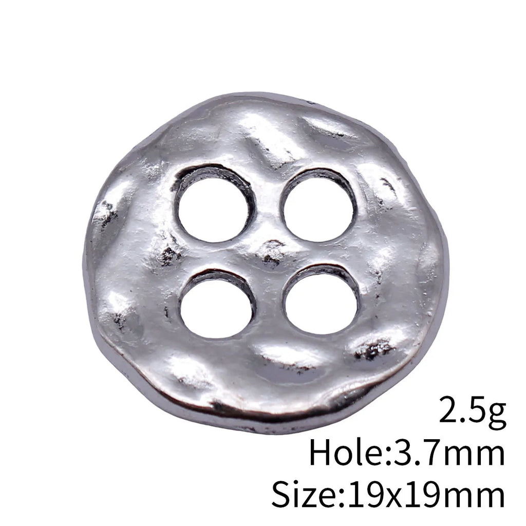 19x19mm 2.5g Antique Silver Zinc Alloy Four Hole Button Charm Pendant for DIY Necklace Bracelet Making